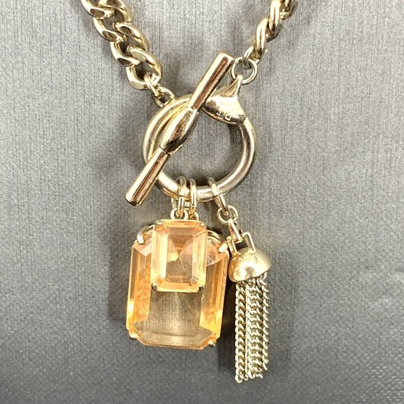 Lauren Ralph Lauren Necklace Goldtone Tassel Charm Pendant 16" - Picture 2 of 5